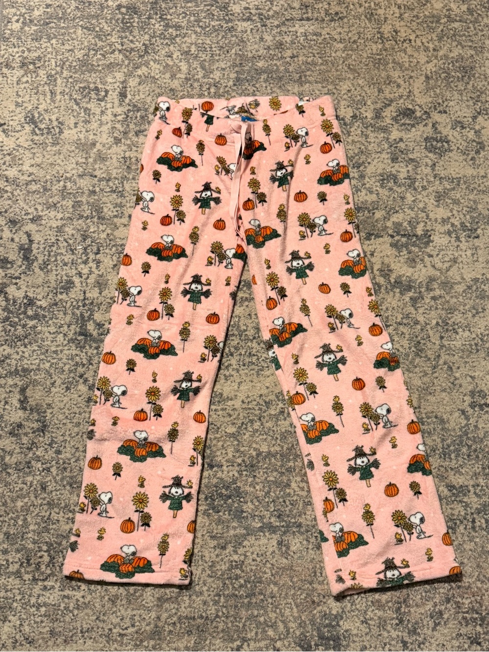 Pink Fall Peanuts Snoopy Pumpkin Flannel Pajama Pants